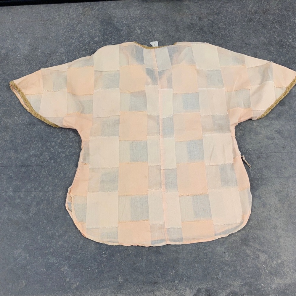 Vintage 50s 60s Patchwork Checkered Blouse Top S? - image 2